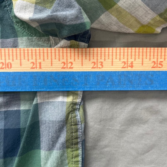 MOUNTAIN HARDWEAR Short Sleeve Button Up Shirt Mens Size Large Green Blue Yellow - Picture 11 of 13